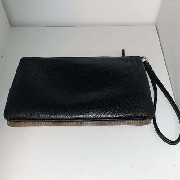 Coach Brown And Black Double Zip Wallet Wristlet - Picture 3 of 4